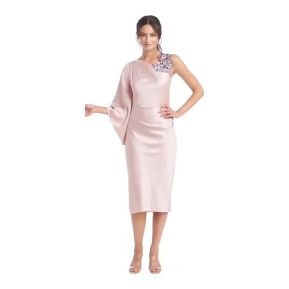 JS Collections Ashlyn Embroidered One Shoulder Midi Dress NWT - Picture 1 of 10